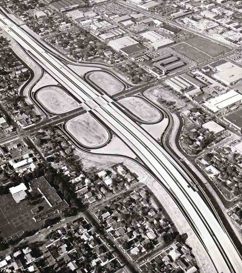 1957 Federal Highway Administration aerial photo of a new I-5 interchange in Glendale, CA.